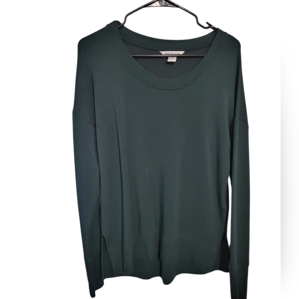 Athleta Coaster Luxe Sweatshirt Modal Cotton in Green, Size S
